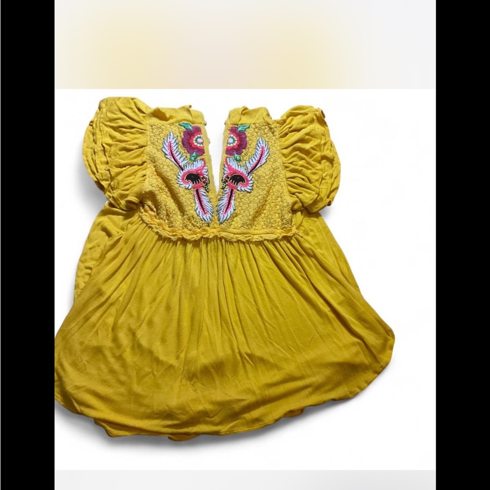 Yellow‎ Embroidered Peasant festival blouse